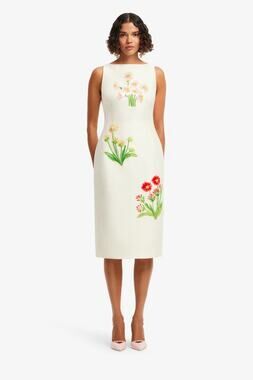 NWT Leo Lin Eleanor Embellished Midi Dress White Size 2
